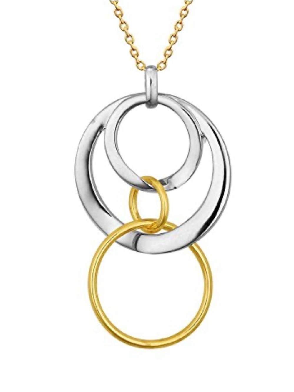 Two-Tone Interlocking Circle Pendant Necklace - Gold & Silver